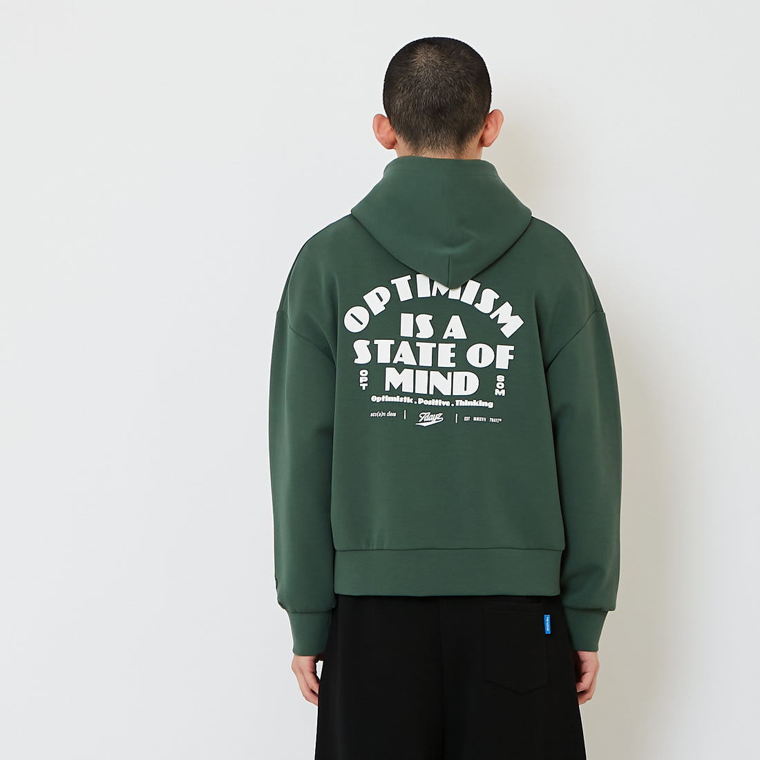 Men Cropped Hoodie Jacket - Green - SM2606098D