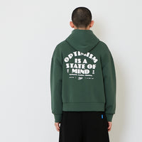 Men Cropped Hoodie Jacket - Green - SM2606098D