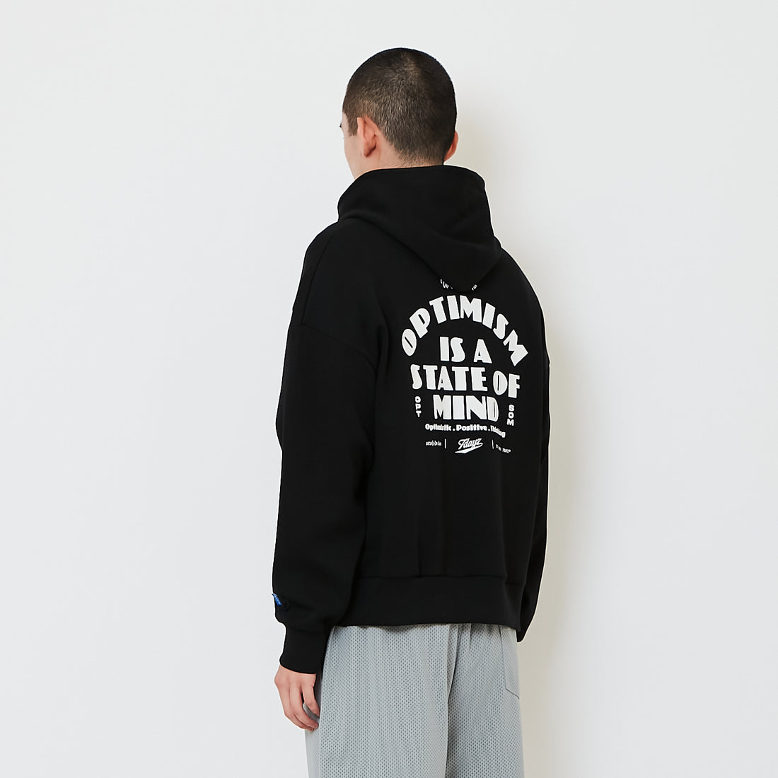 Men Cropped Hoodie Jacket - Black - SM2606098E