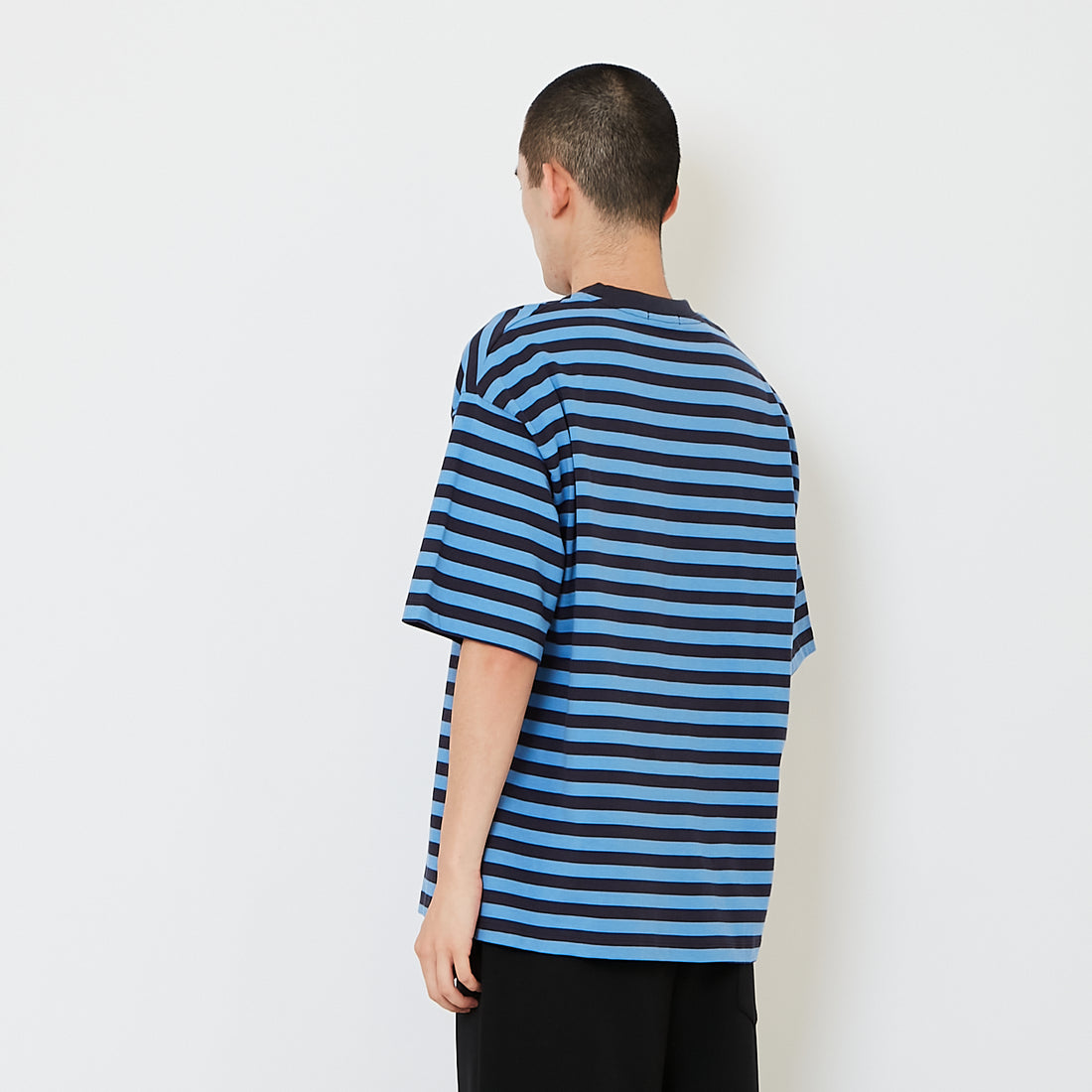Men Oversized Stripe Tee - Navy - SM2606099B