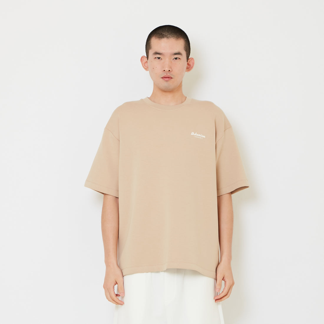 Men Printed Oversized Tee - Beige - SM2606127C
