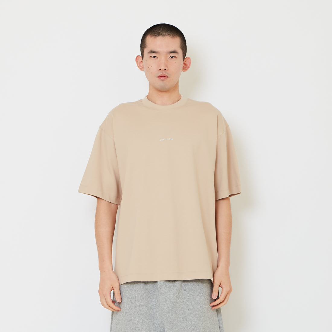 Men Printed Oversized Tee - Beige - SM2606128B