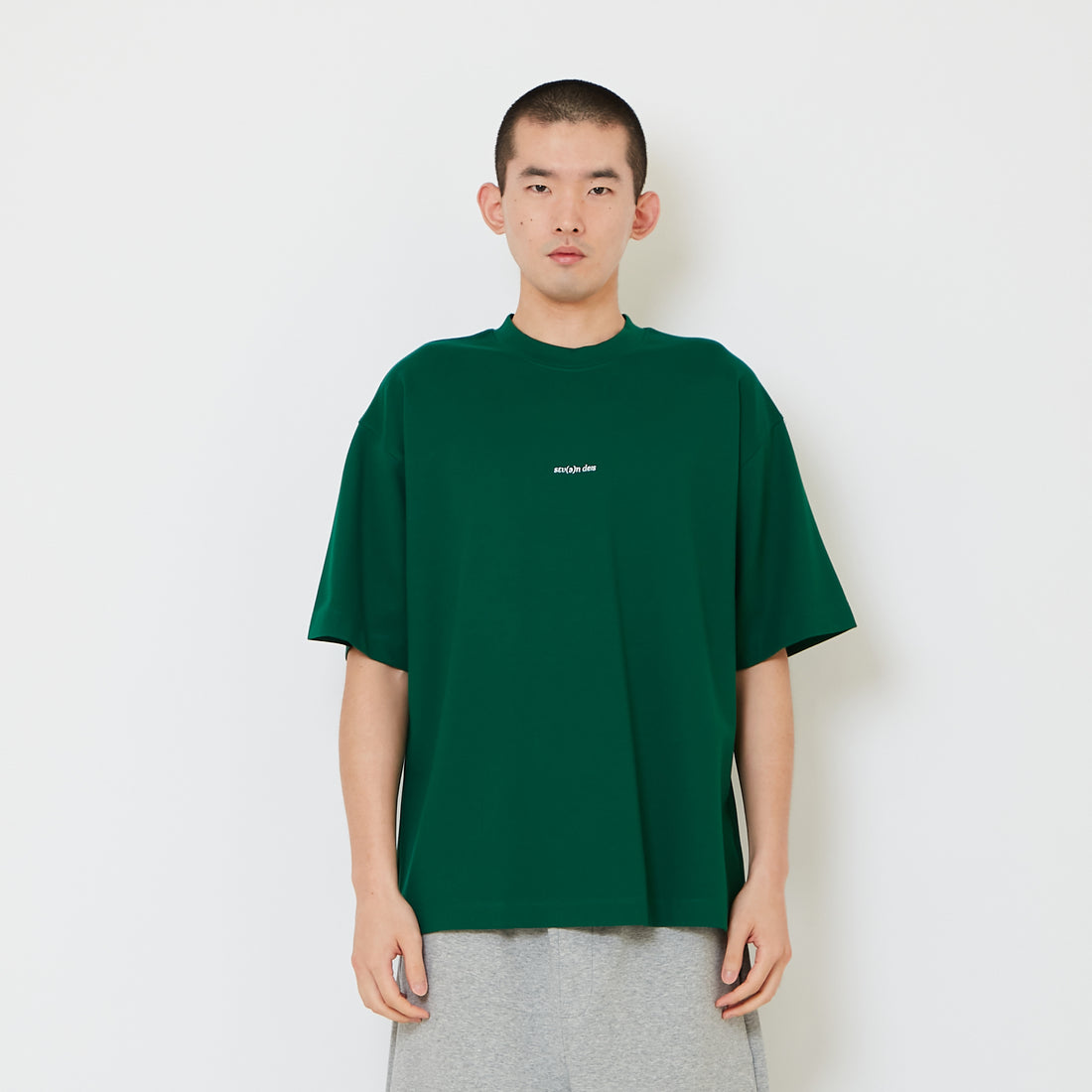 Men Printed Oversized Tee - Dark Green - SM2606128D