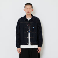 Men Denim Cropped Jacket - Dark Blue - SM2607090A