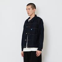Men Denim Cropped Jacket - Dark Blue - SM2607090A