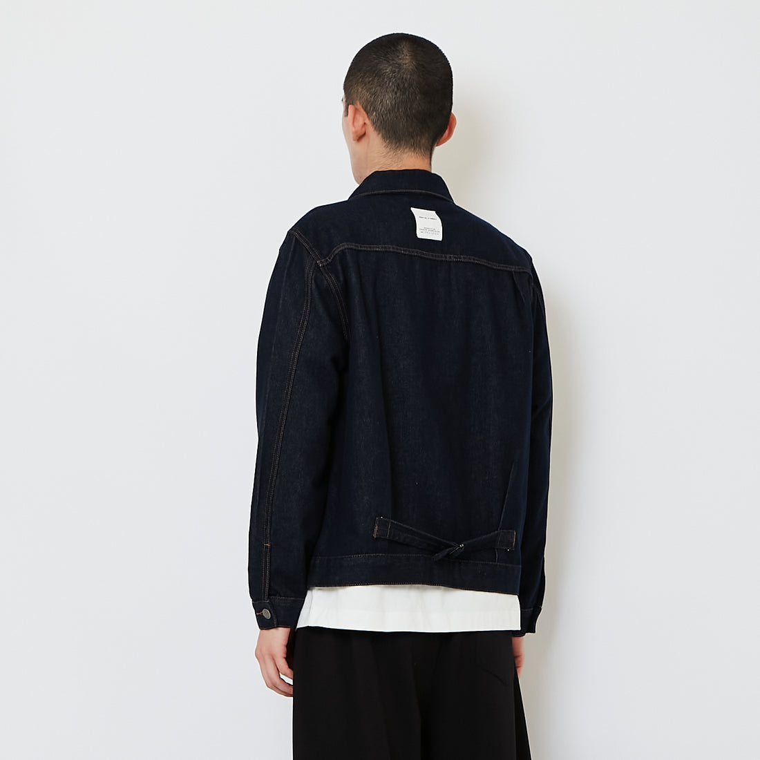 Men Denim Cropped Jacket - Dark Blue - SM2607090A