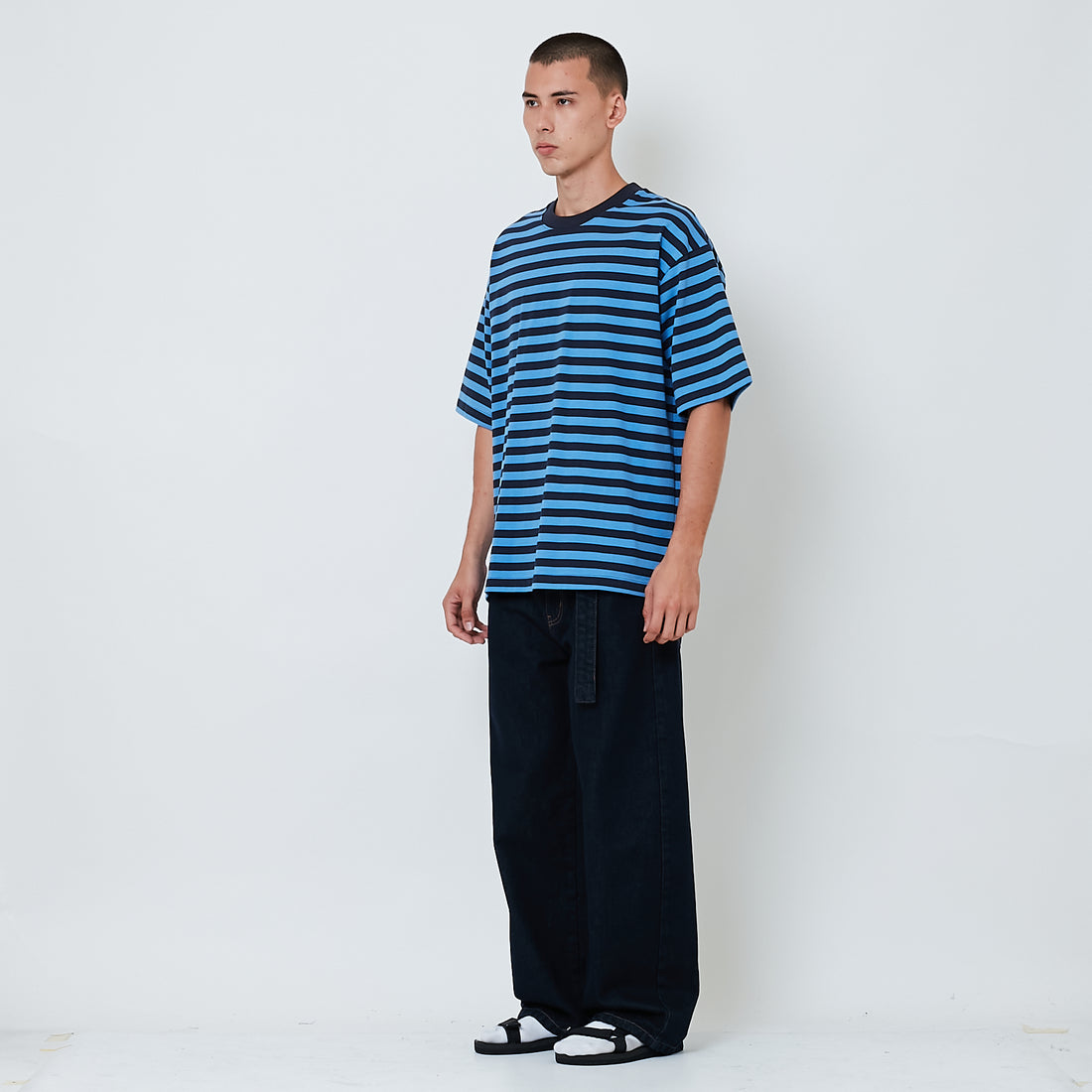 Men Barrel Leg Long Jeans - Dark Blue - SM2607091A