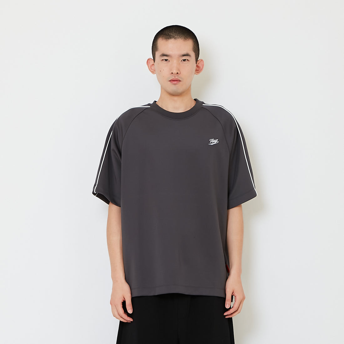 Men Printed Oversized Jersey Tee - Dark Grey - SM2607109B