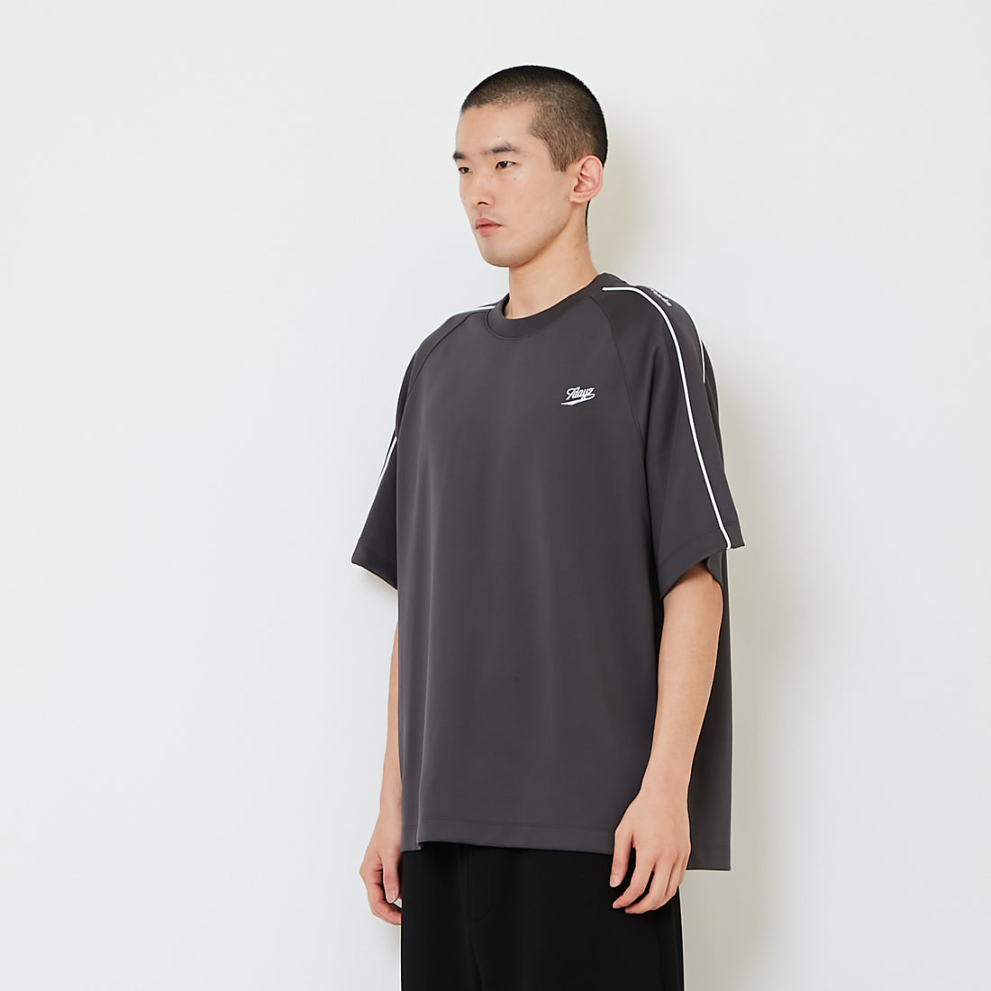 Men Printed Oversized Jersey Tee - Dark Grey - SM2607109B
