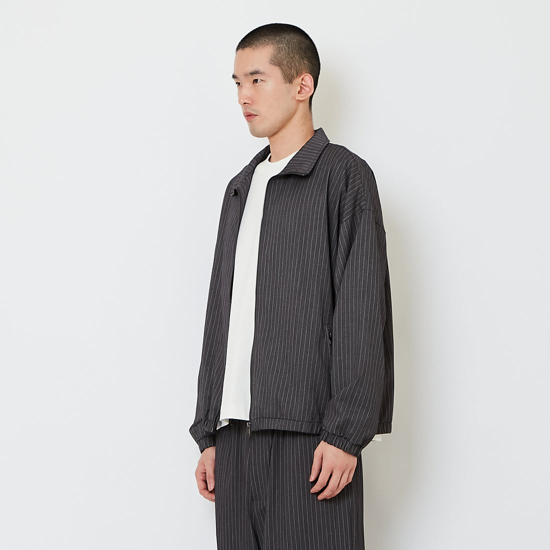 Men Oversized Cropped Jacket - Grey - SM2607134A