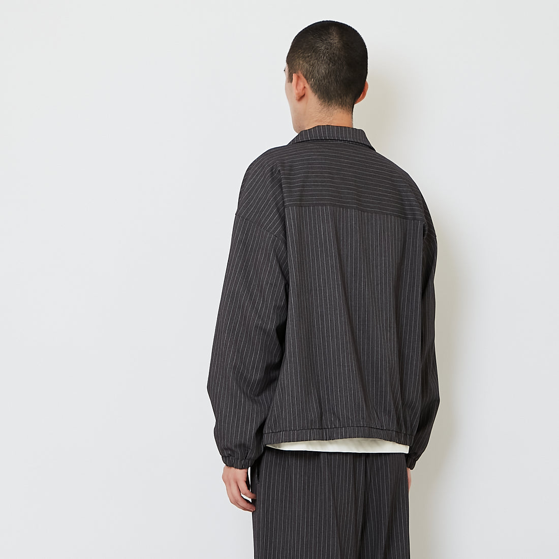 Men Oversized Cropped Jacket - Grey - SM2607134A