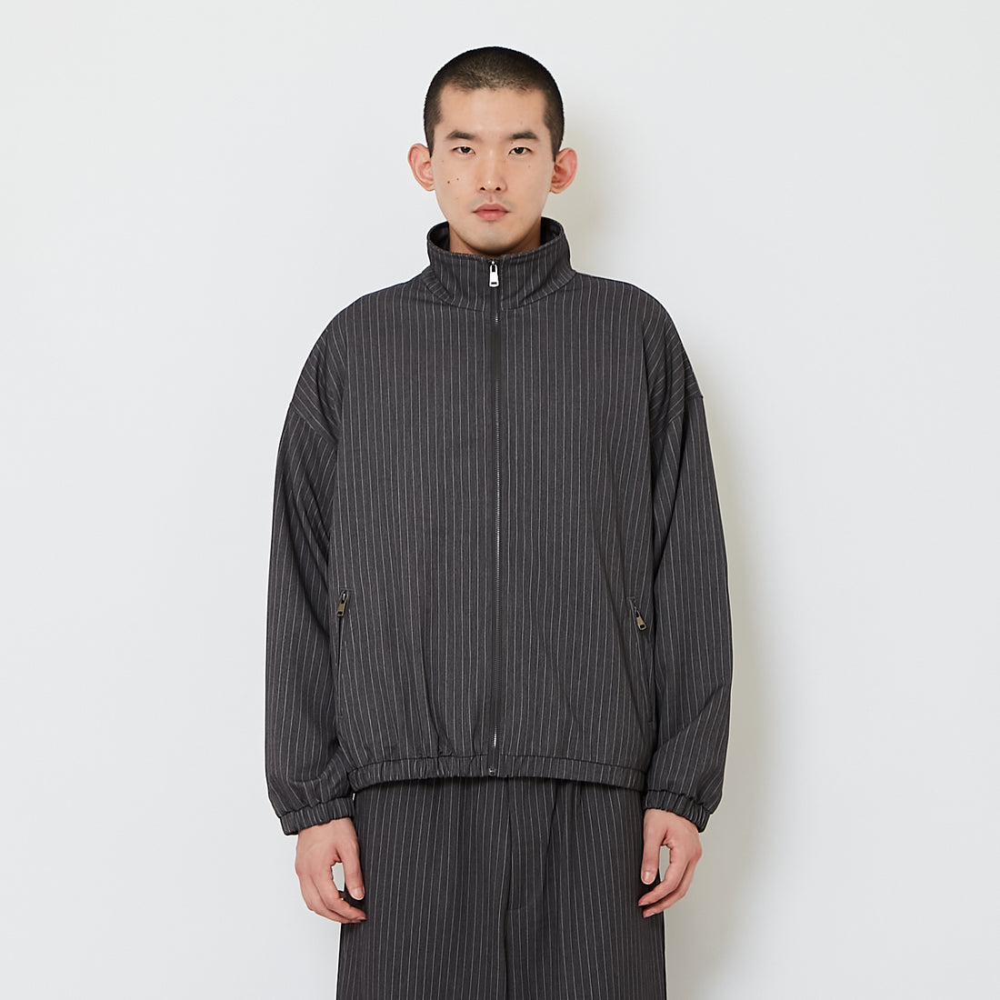 Men Oversized Cropped Jacket - Grey - SM2607134A