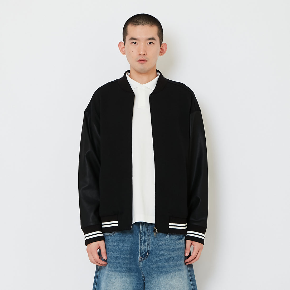 Men Cropped Jacket - Black - SM2607136A