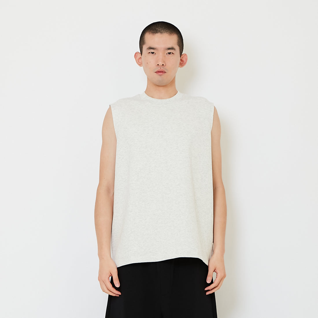 Men Oversized Sleeveless Top - Melange Grey - SM2607139A