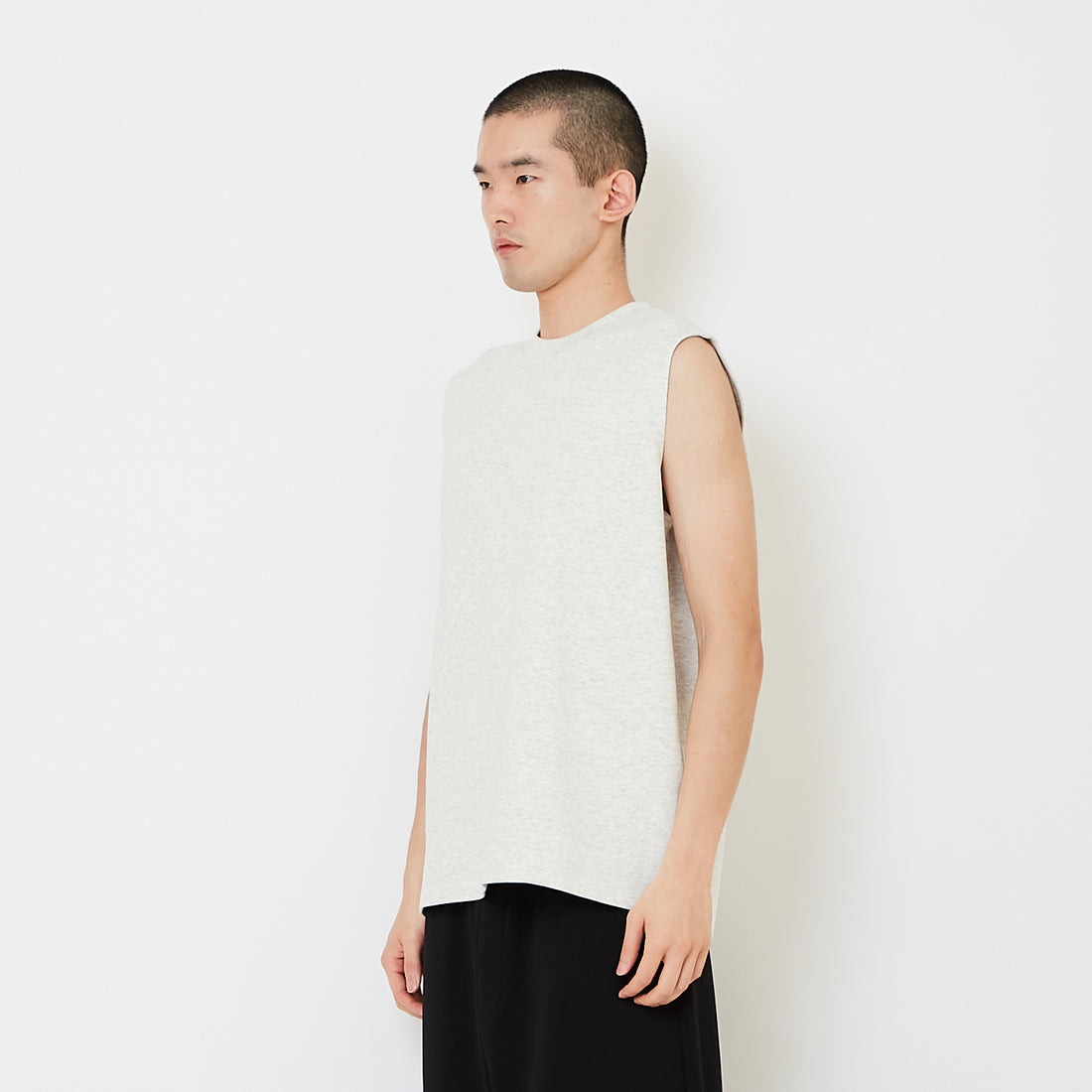 Men Oversized Sleeveless Top - Melange Grey - SM2607139A
