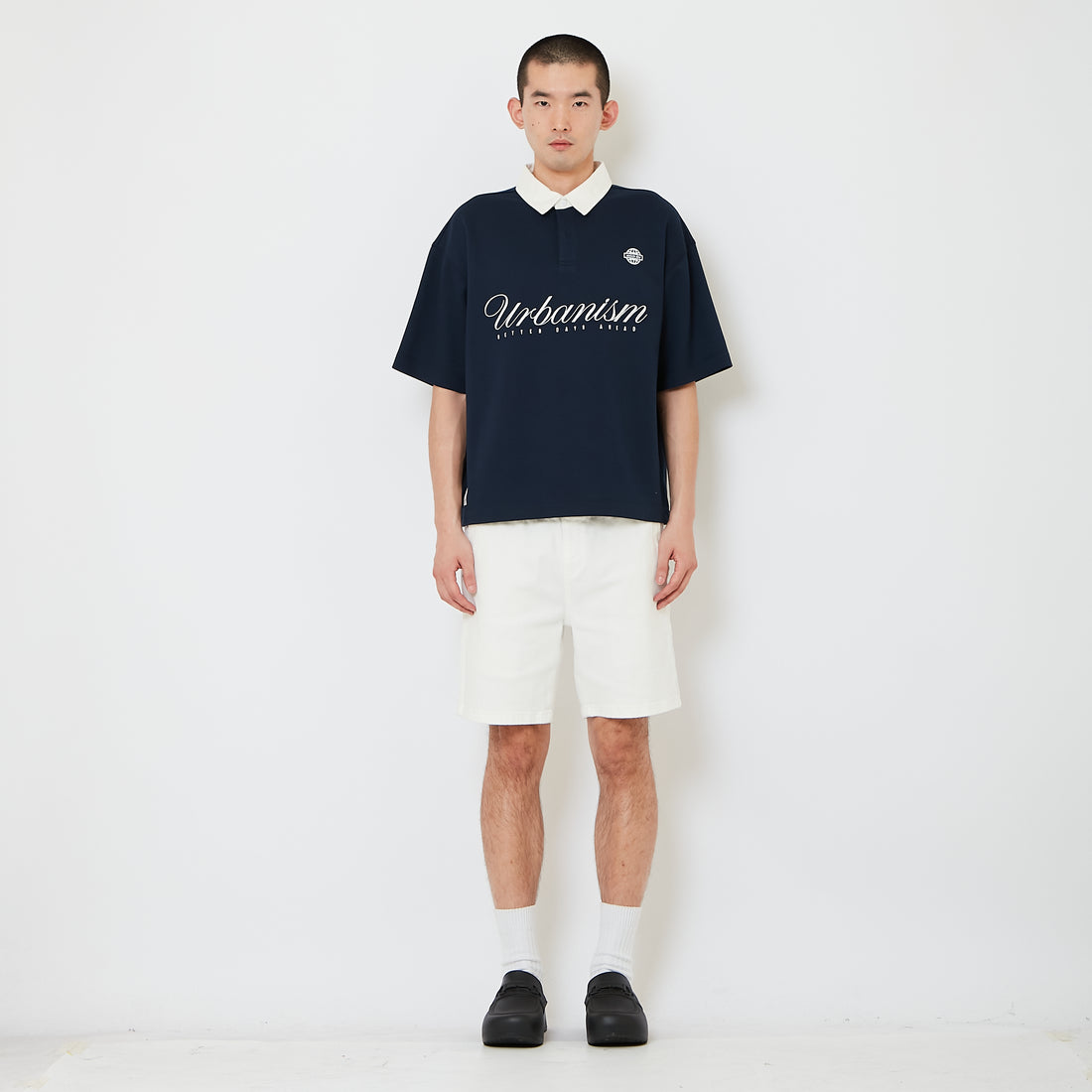 Men Denim Relaxed Fit Shorts - Off White - SM2607151A