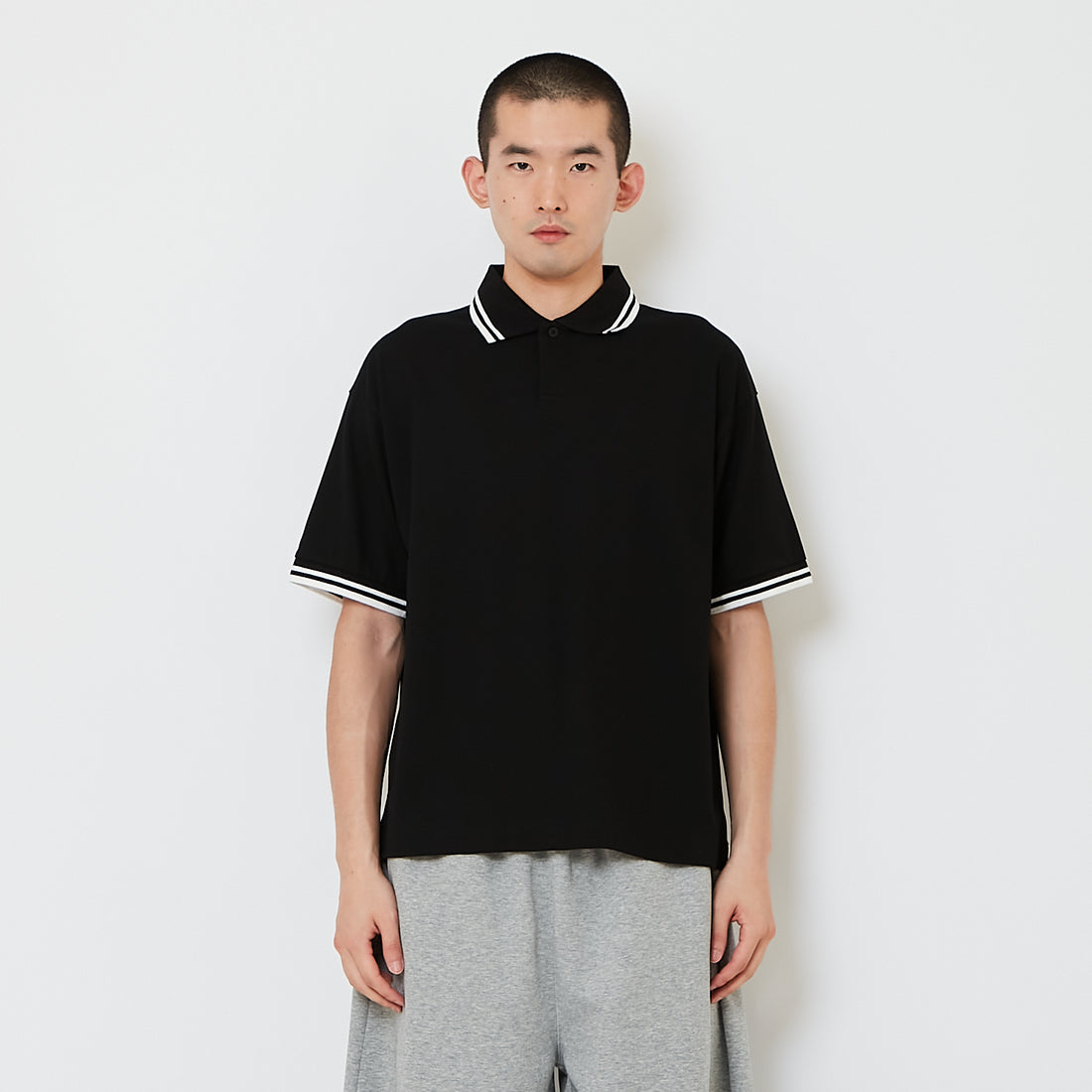 Men Polo Tee - Black - SM2607153D