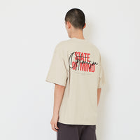 Men Printed Oversized Tee - Beige - SM2607159B