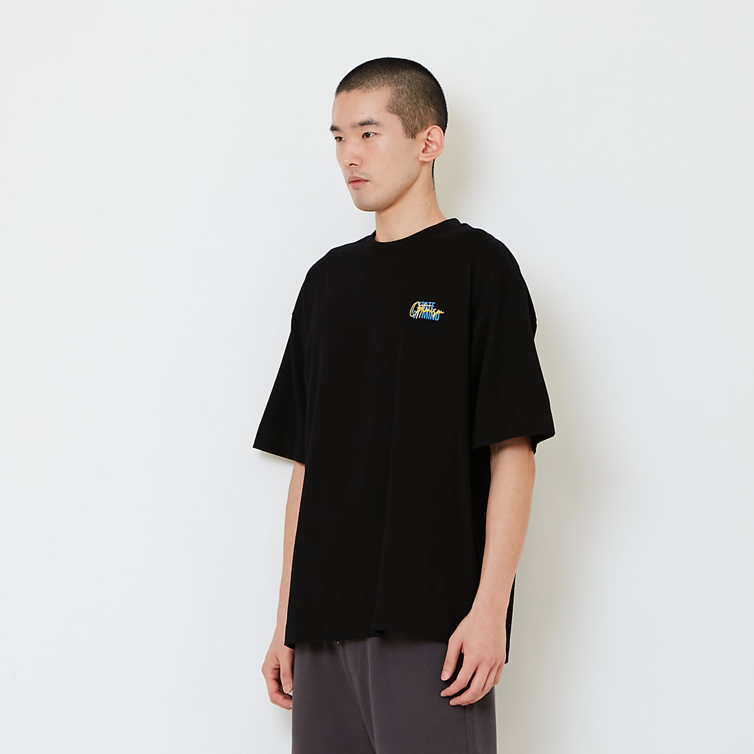 Men Printed Oversized Tee - Black - SM2607159D