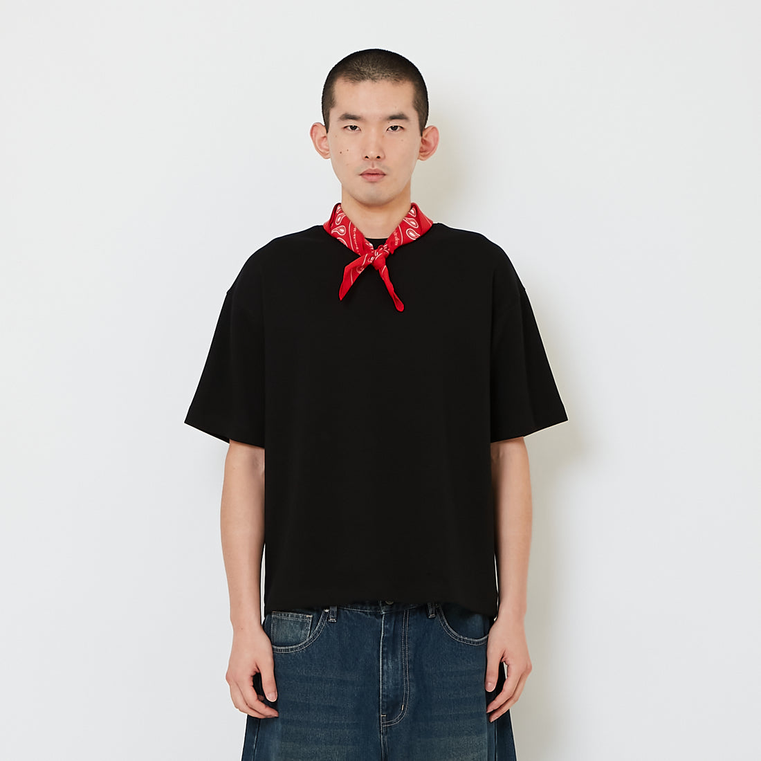 Men Standard Fit Neck-Tie Tee - Black - SM2607160D