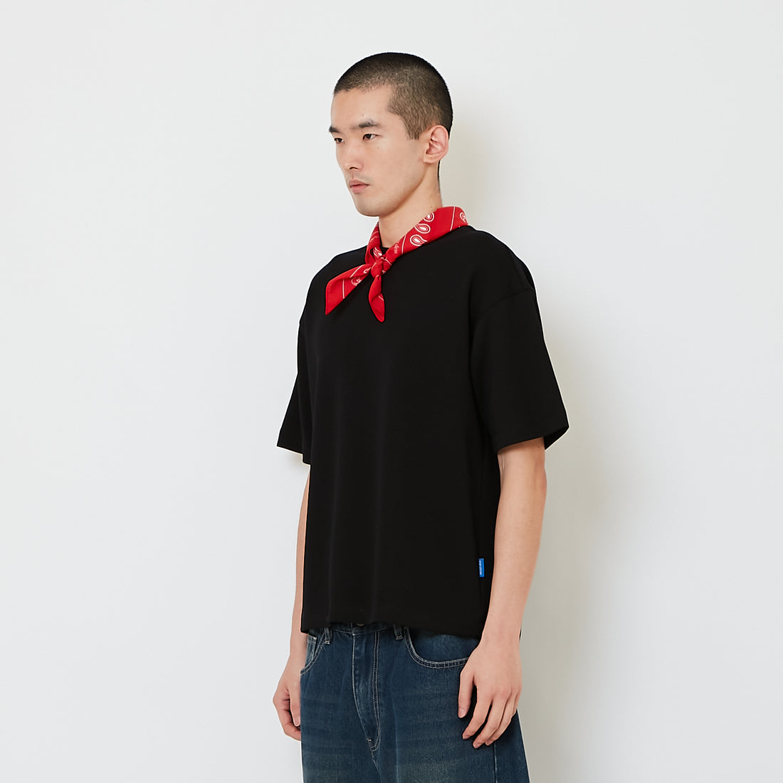 Men Standard Fit Neck-Tie Tee - Black - SM2607160D