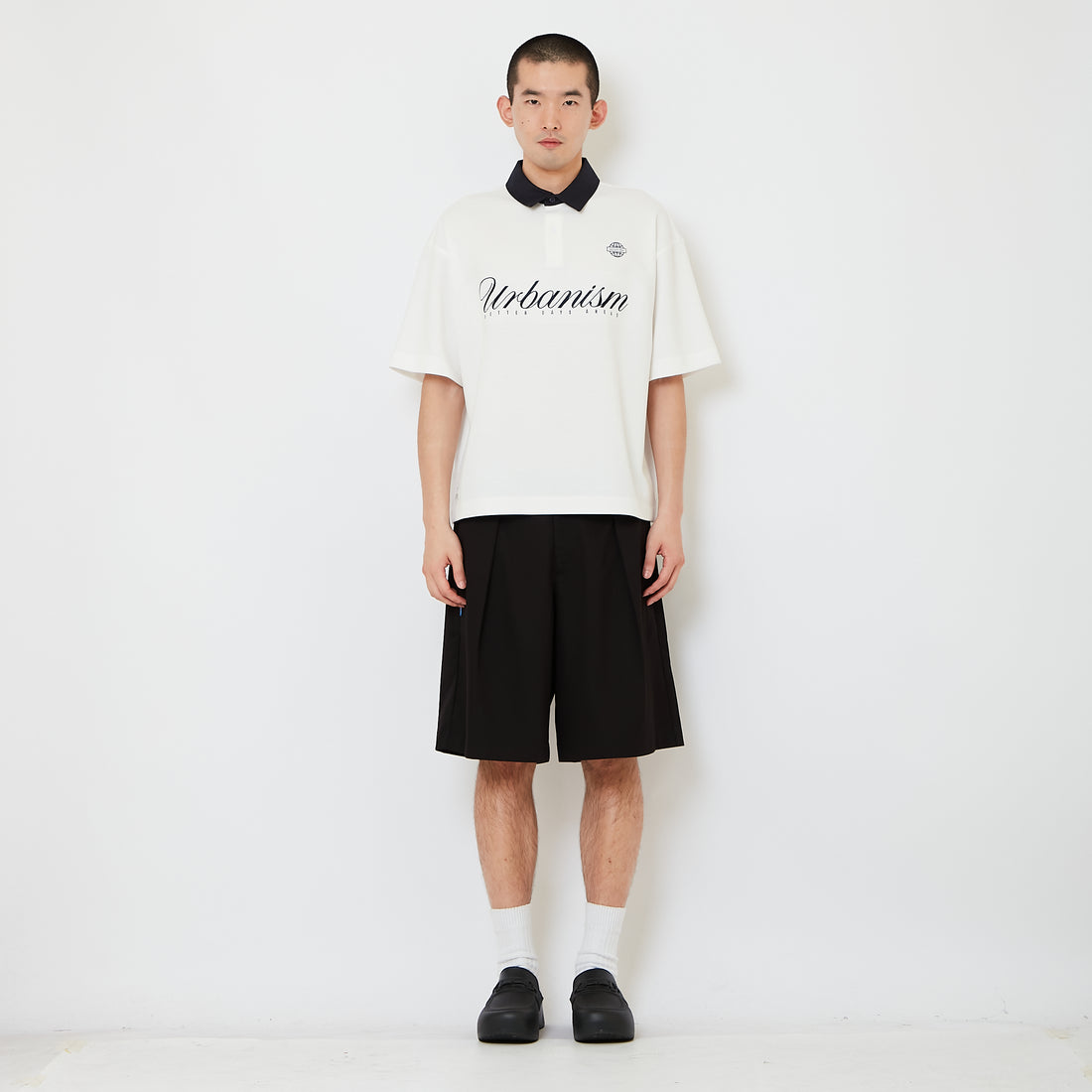 Men Slim Fit Short Pants With Belt - Black - SM2607211B