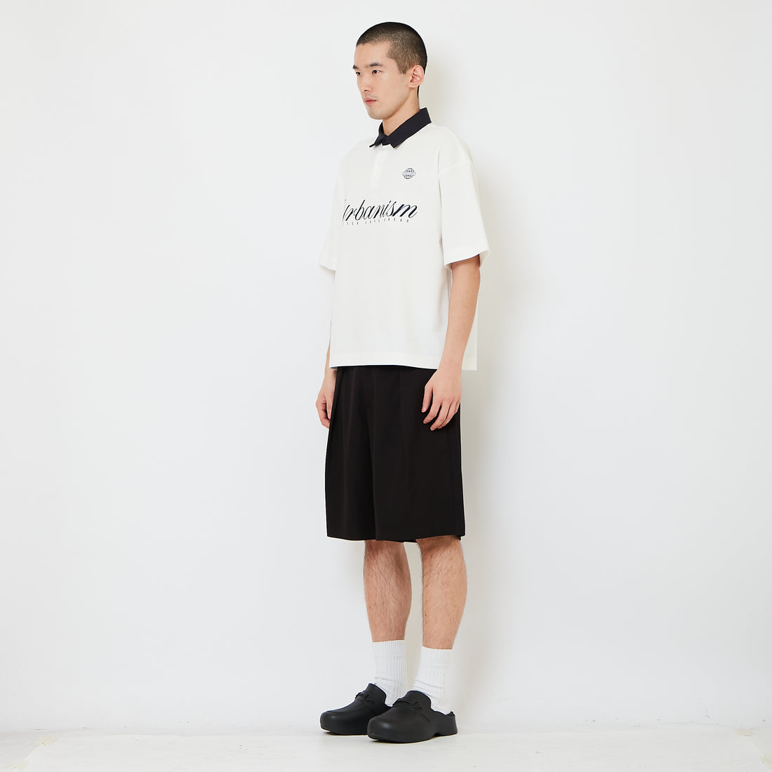Men Slim Fit Short Pants With Belt - Black - SM2607211B