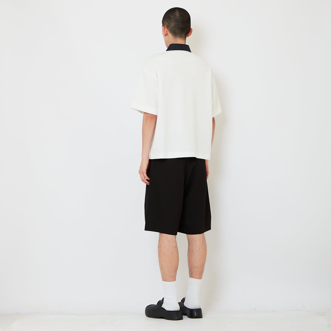 Men Slim Fit Short Pants With Belt - Black - SM2607211B