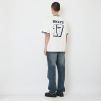 Men Straight Cut Ripped Long Jeans - Blue - SM2608088B