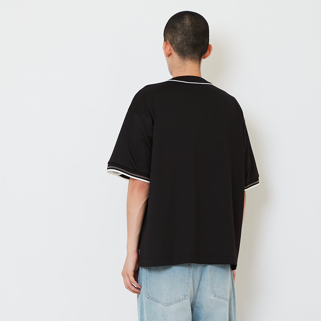Men Embroidery Baseball Shirt - Black - SM2608142B