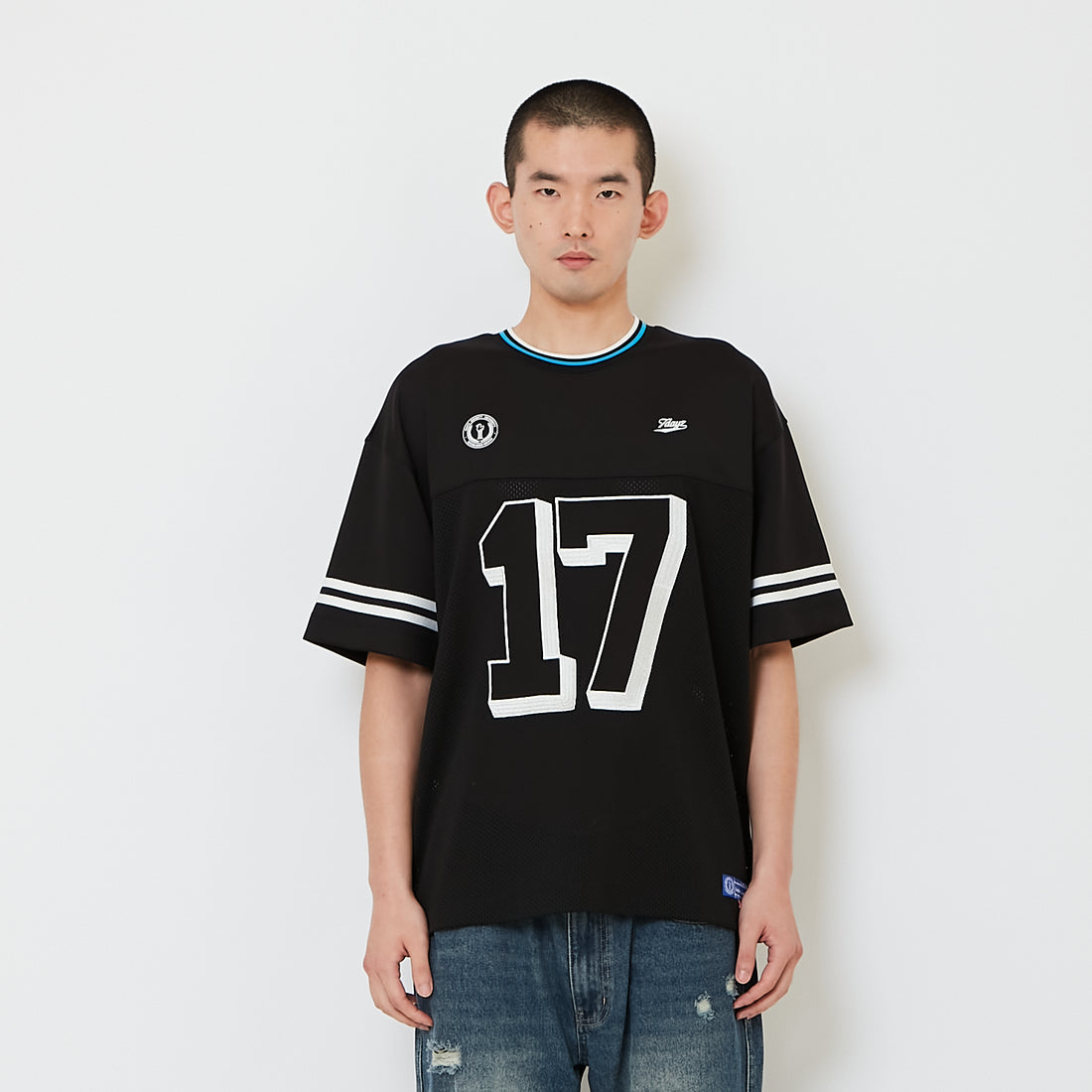 Men Embroidery Oversized Jersey Tee - Black - SM2608144B
