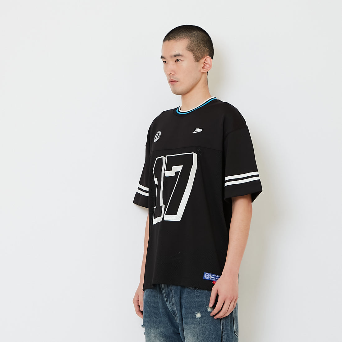 Men Embroidery Oversized Jersey Tee - Black - SM2608144B
