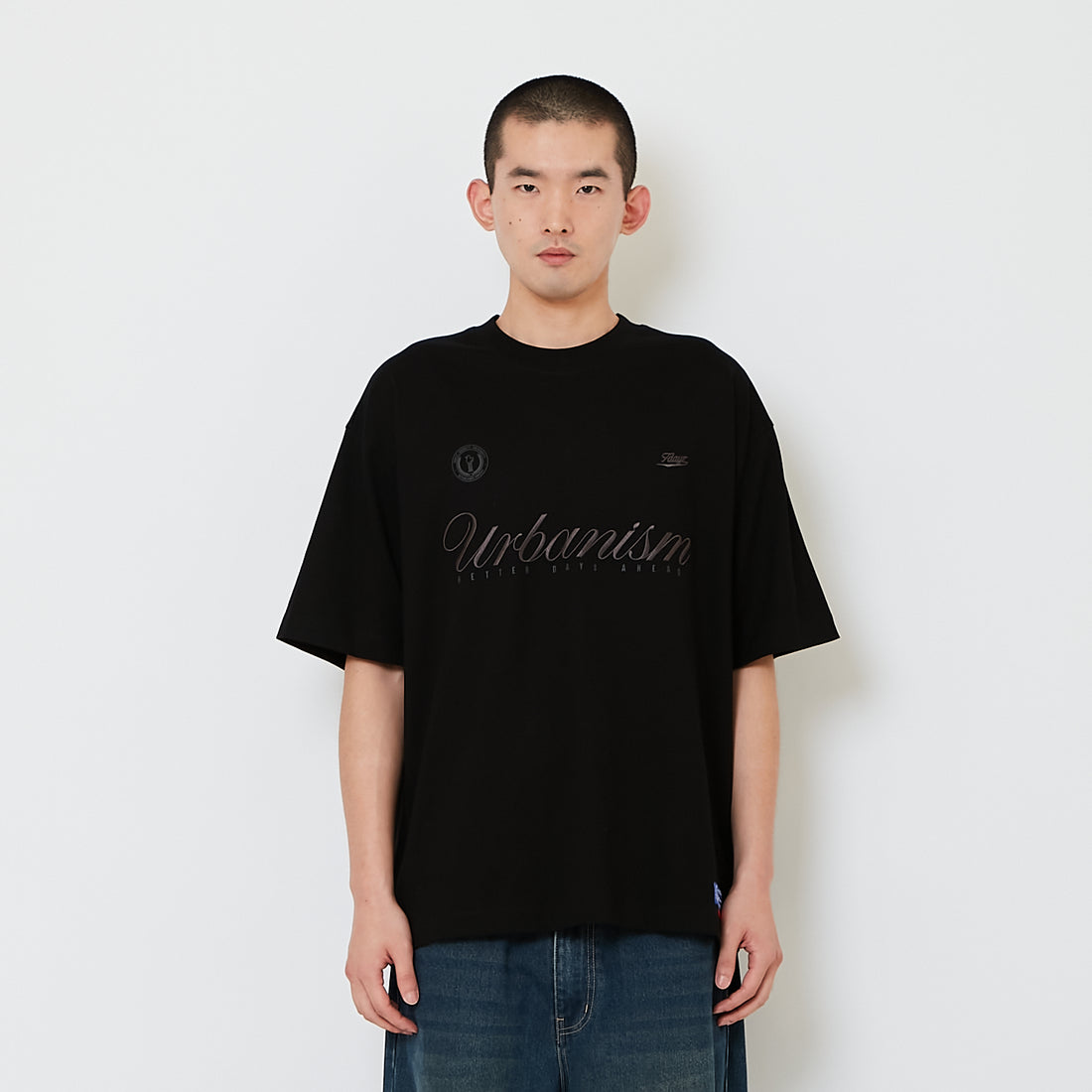 Men Printed Oversized Tee - Black - SM2608146D