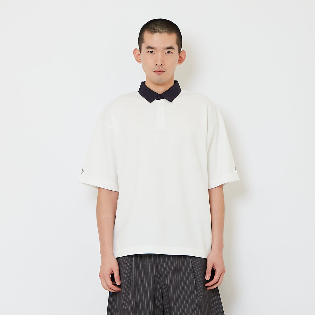 Men Oversized Polo Tee - Off White - SM2608162A