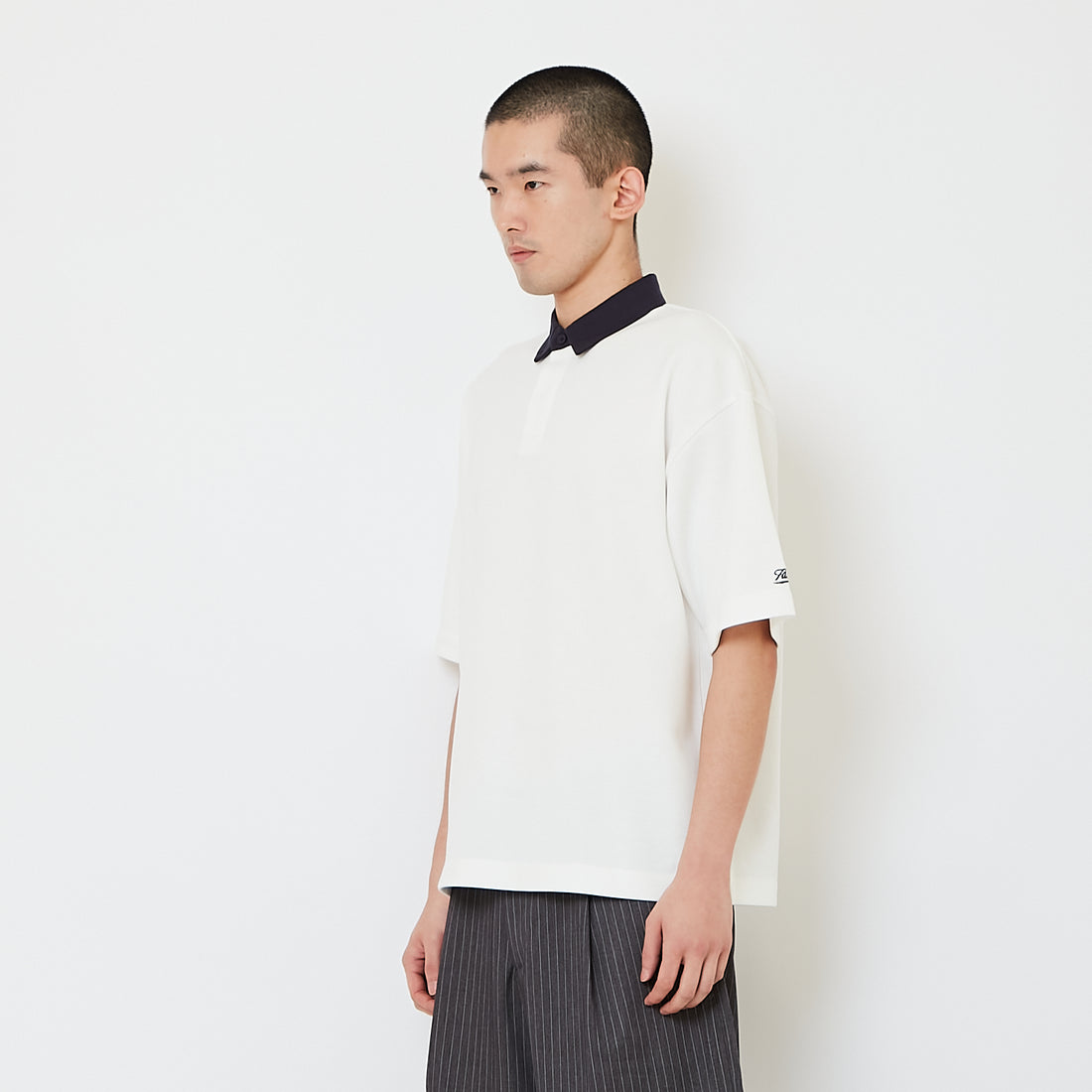 Men Oversized Polo Tee - Off White - SM2608162A