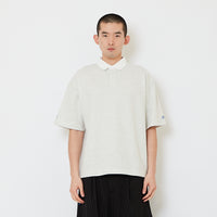 Men Oversized Polo Tee - Melange Grey - SM2608162B
