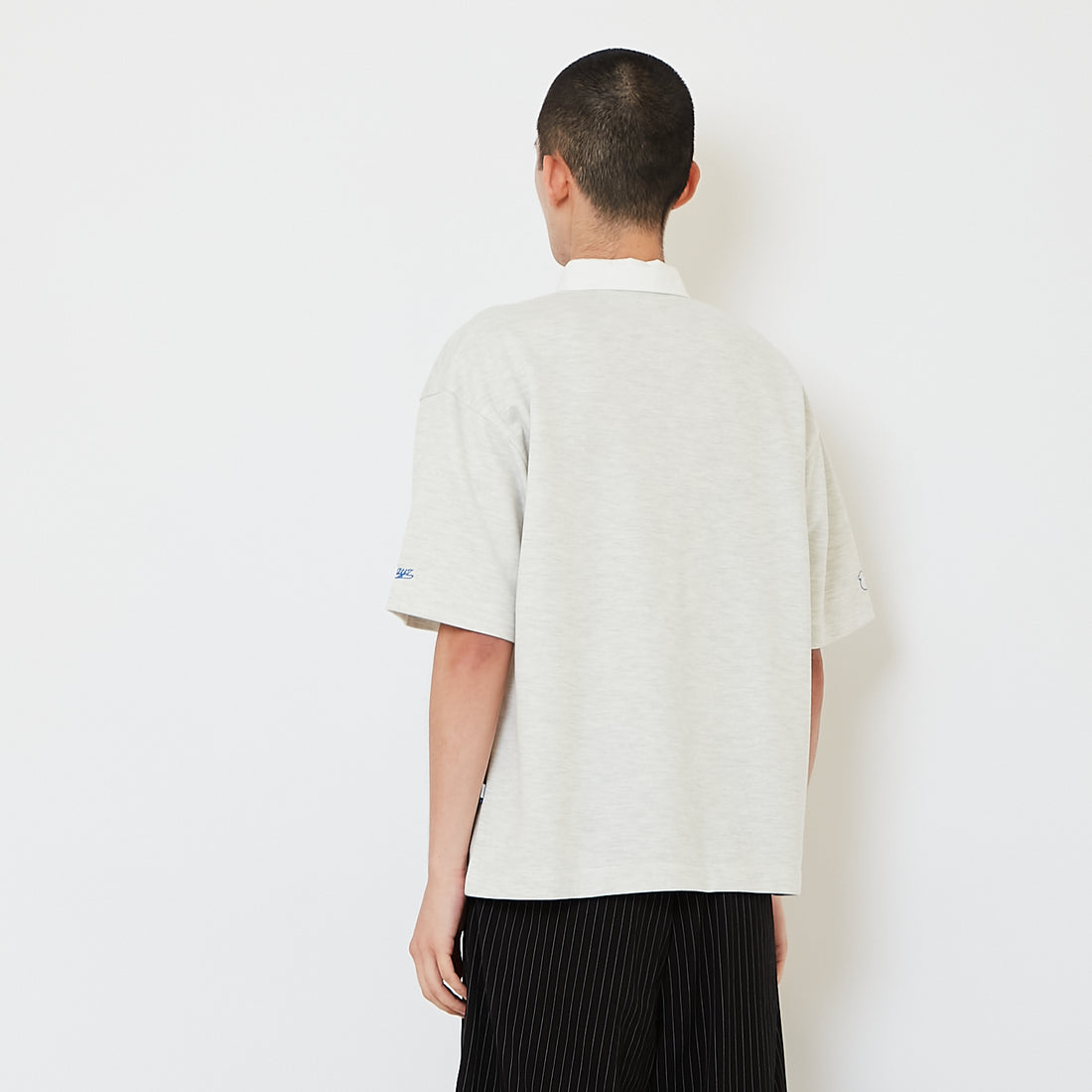 Men Oversized Polo Tee - Melange Grey - SM2608162B
