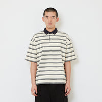 Men Oversized Stripe Polo Tee - Off White - SM2608163A