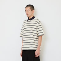 Men Oversized Stripe Polo Tee - Off White - SM2608163A