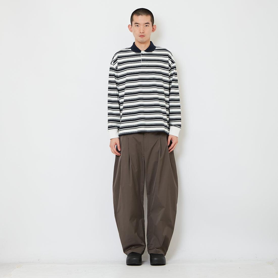 Men Nylon Pleated Barrel Pants - Grey - SM2608167A
