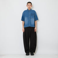Men Nylon Pleated Barrel Pants - Black - SM2608167B