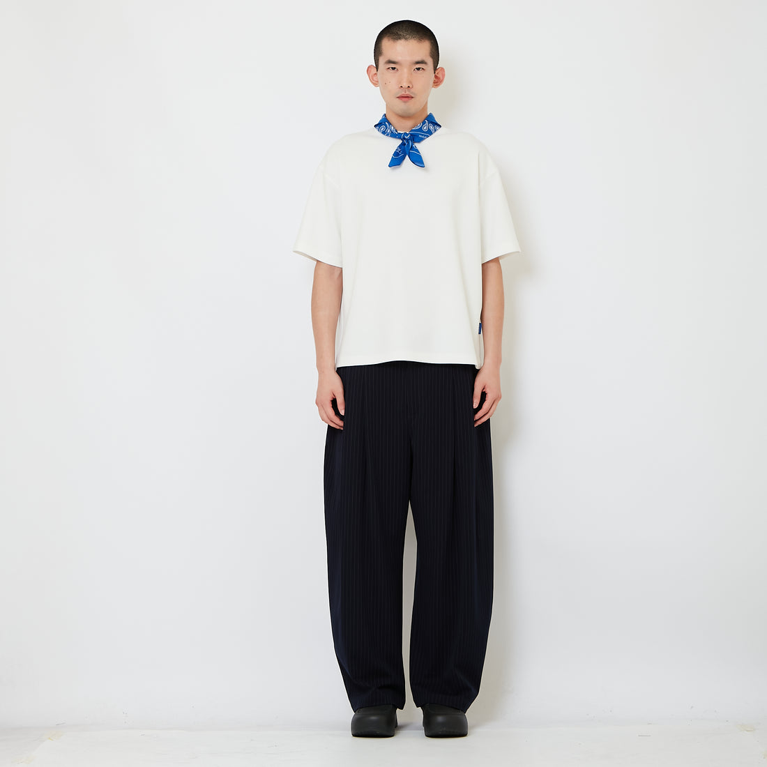 Men Urban Barrel Cut Stripe Slack Pants - Navy - SM2608168B