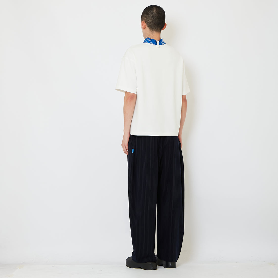 Men Urban Barrel Cut Stripe Slack Pants - Navy - SM2608168B