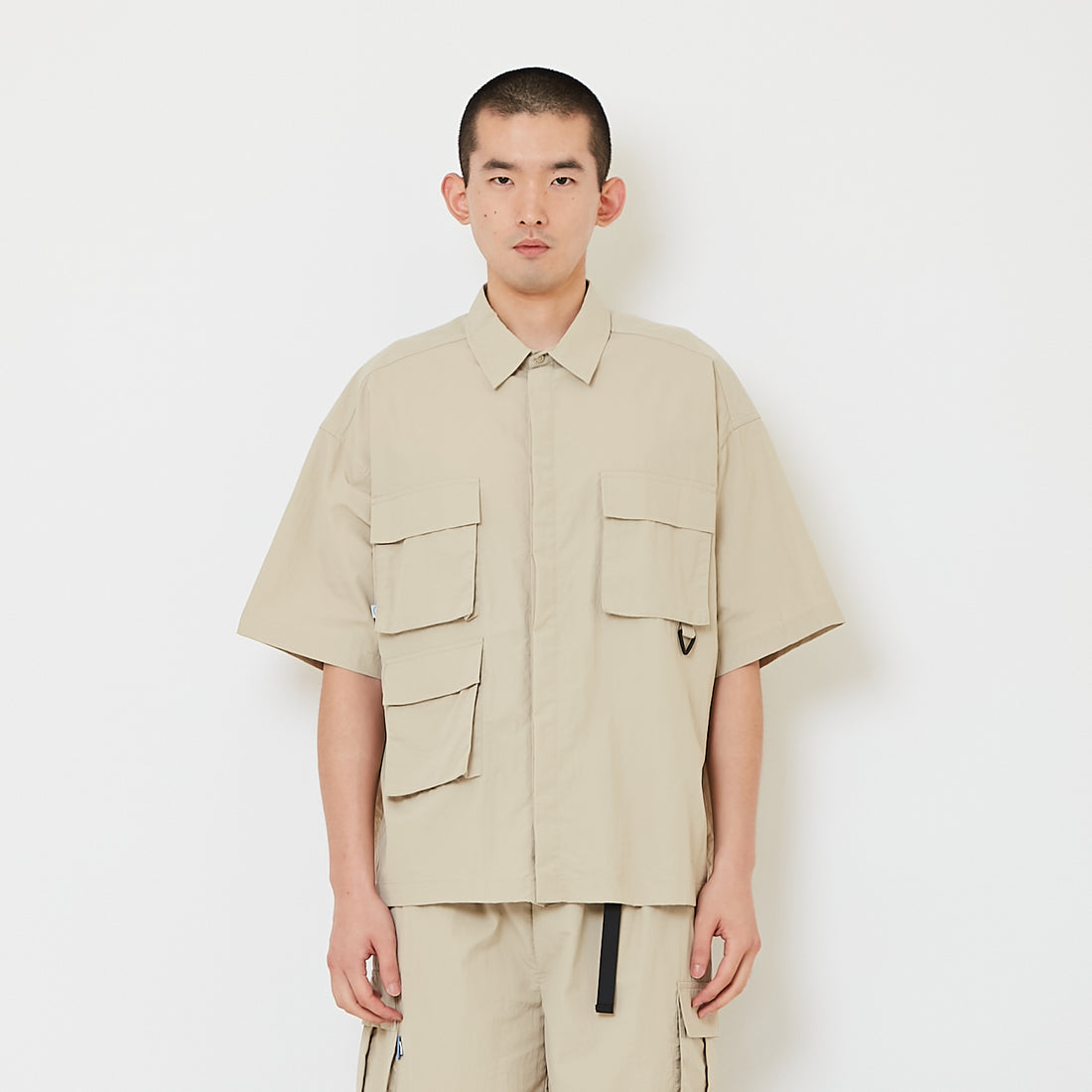 Men Oversized Shirt - Beige - SM2608175B