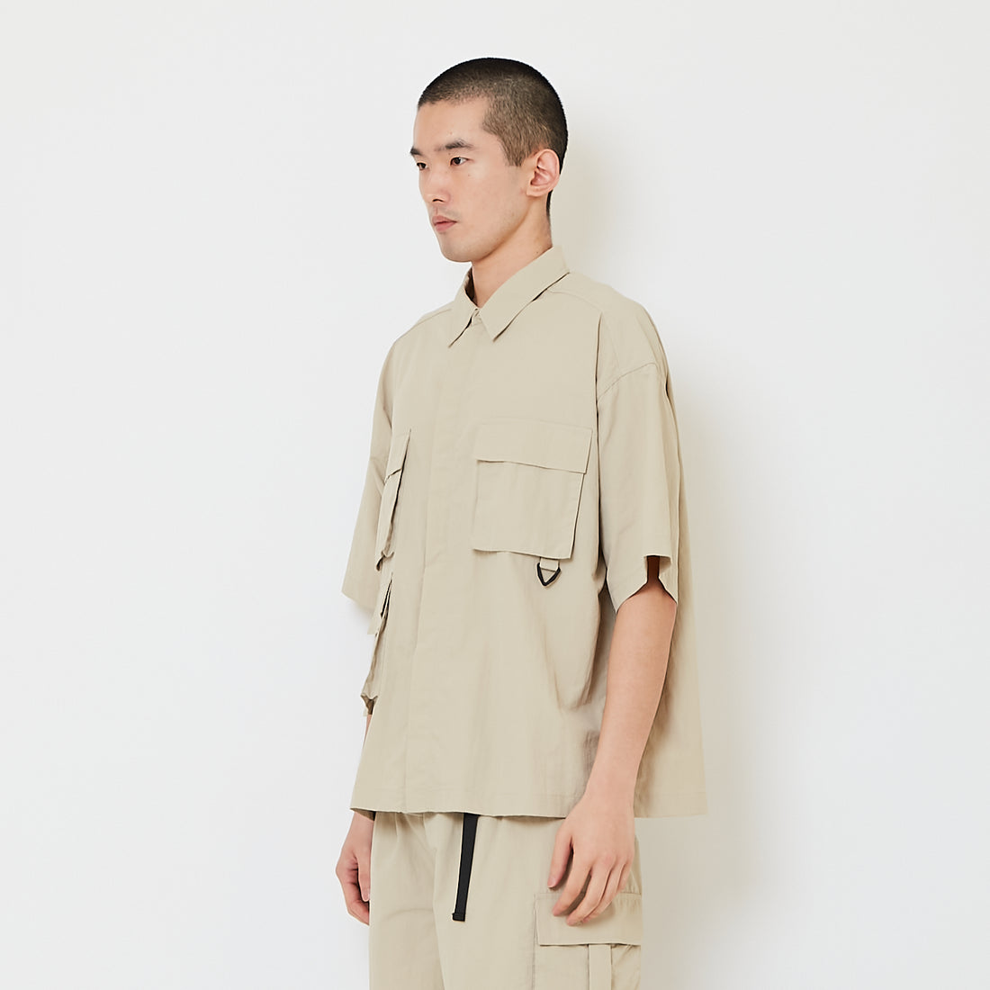 Men Oversized Shirt - Beige - SM2608175B