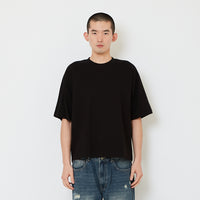 Men Boxy Cropped Essential Tee - Black - SM2608180F