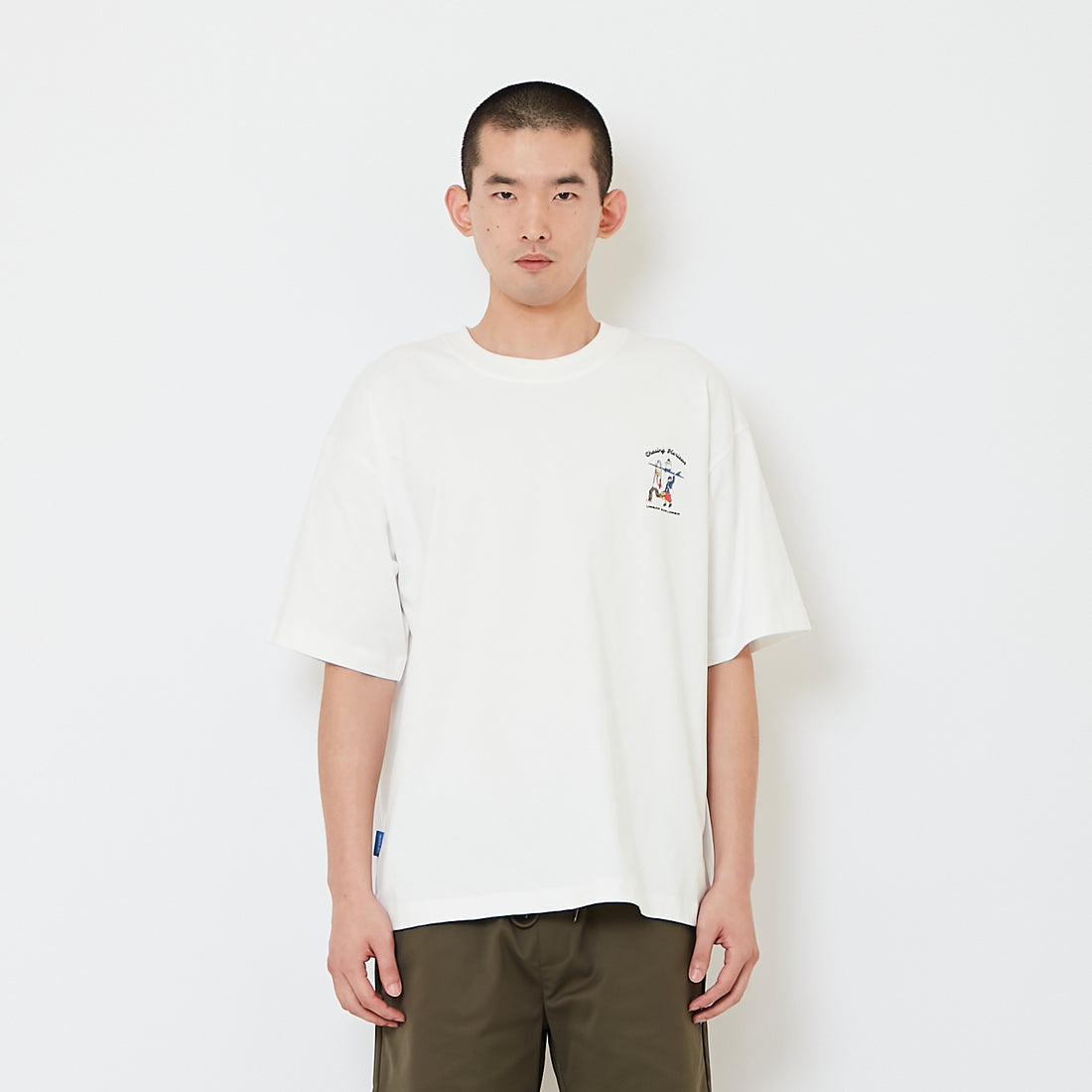 Men Printed Oversized Tee - Off White - SM2608181A