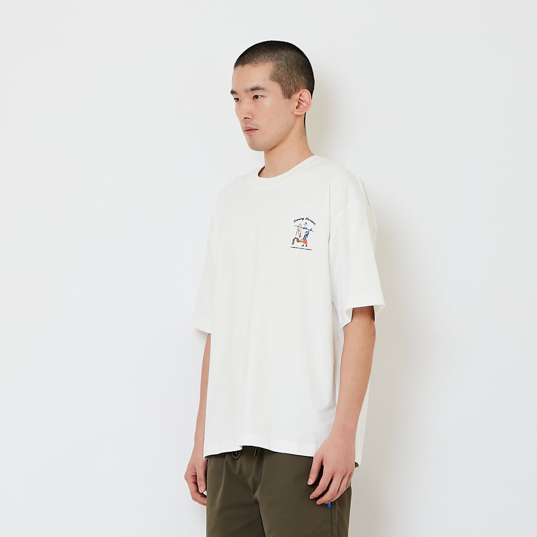 Men Printed Oversized Tee - Off White - SM2608181A