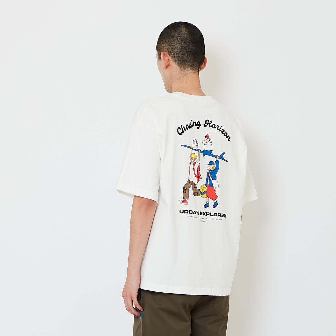 Men Printed Oversized Tee - Off White - SM2608181A