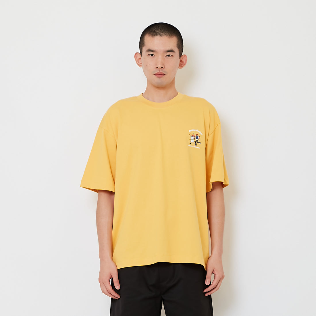 Men Printed Oversized Tee - Yellow - SM2608181B